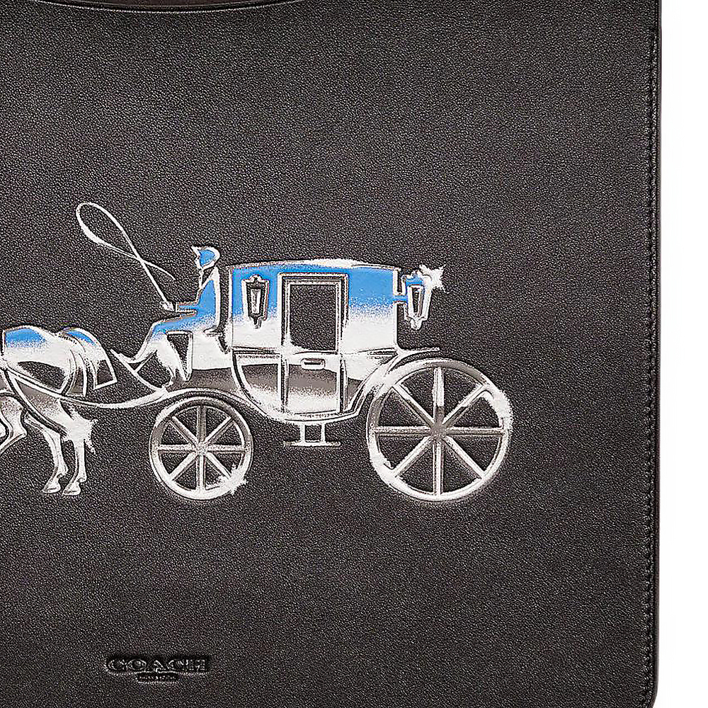 COACH Tablet Cow Leather Storage Bag Laptop Bag Large Unisex Black