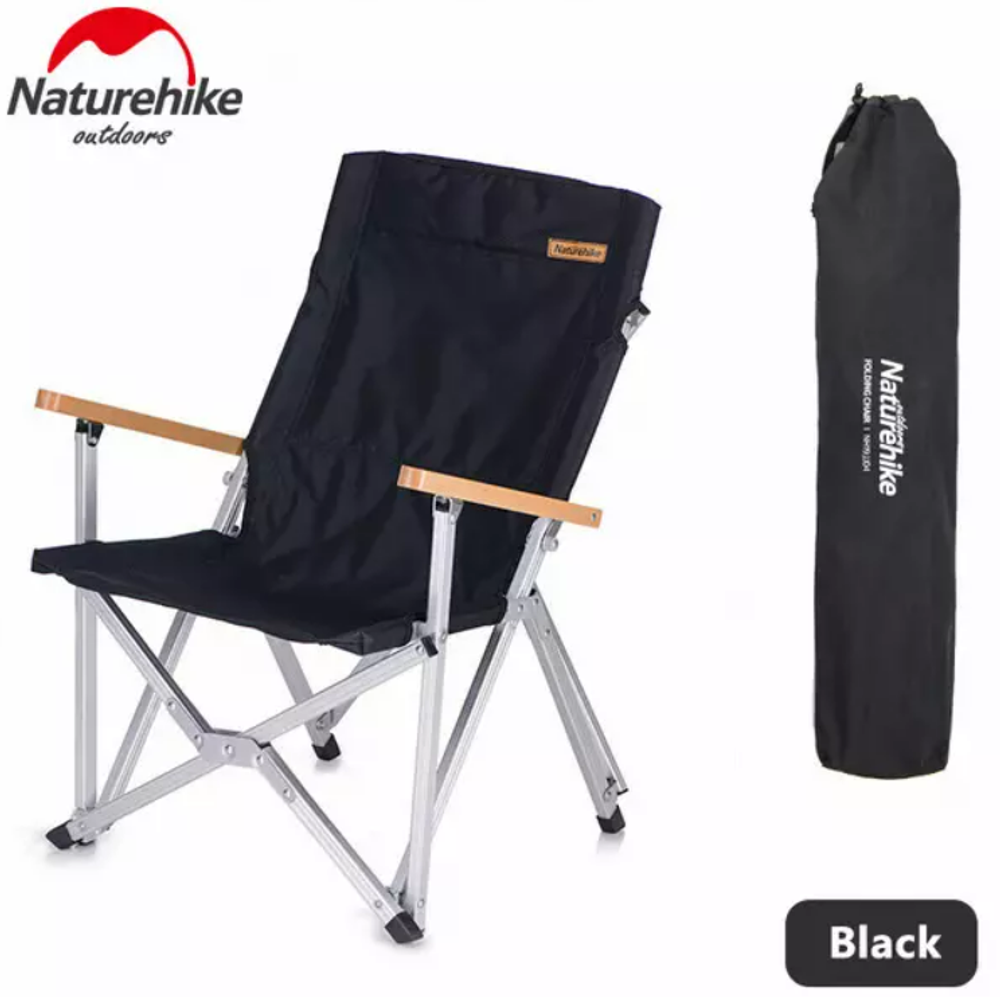 Кресло туристическое Naturehike, складное черное, до 120 кг