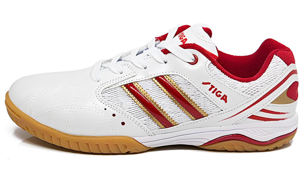 Stiga Slip Resistant Abrasion Resistant Low top Training Shoes Unisex White Red