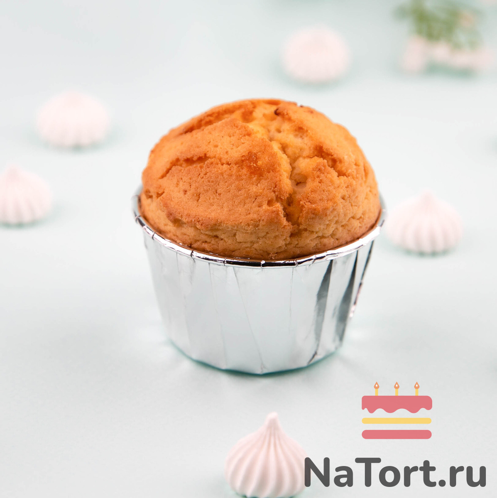 Формы бумажные с ламинацией «Маффин» 50х40 мм (Серебро) 50 шт