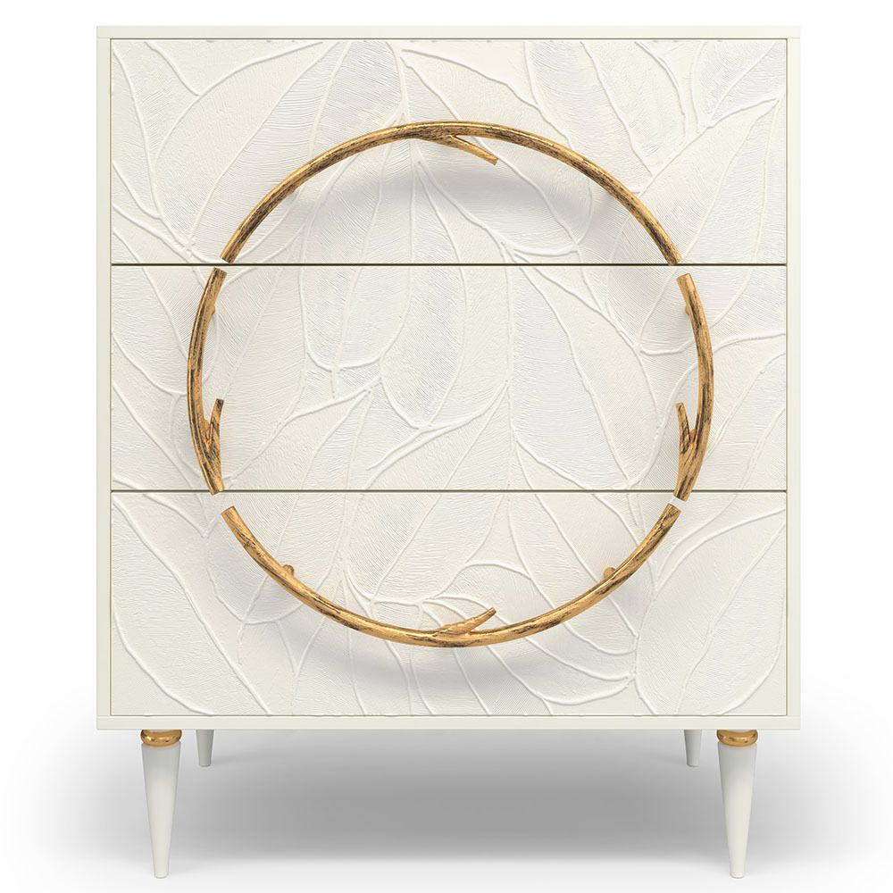 Комод Арт Колор leaves Классик Голд с 3 ящиками Белый опал