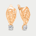 Серьги женские с фианитами из розового золота 585 пробы (арт. 04-52-0084-01)