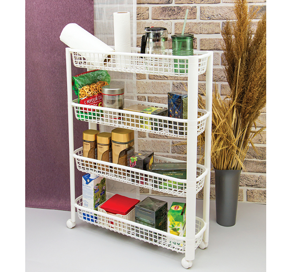 Полка узкая на колёсах (4 секции)