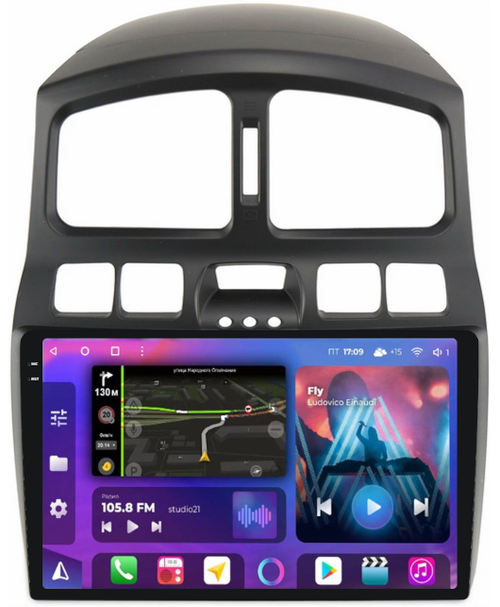 Магнитола для Hyundai Santa Fe 1 Classic 2000-2013 - FarCar BM3048M-2K монитор 9.5" 2K QLED на Android 14, Быстрая, CarPlay, 4G SIM-слот