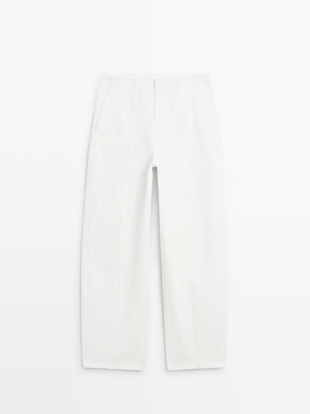 Massimo Dutti Джинсы прямого кроя с декоративными швами, экрю