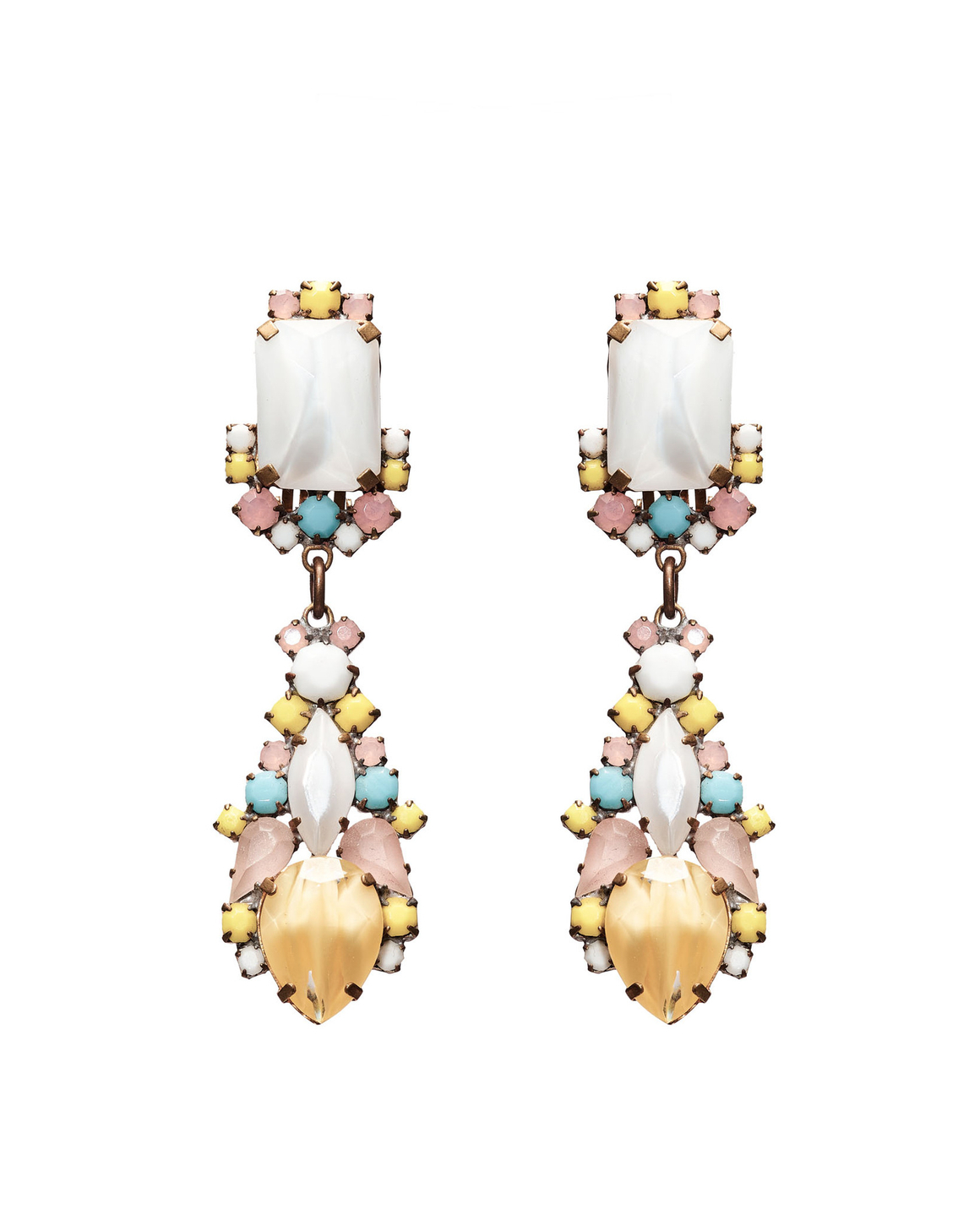 Серьги- клипсы винтажные, Чехия, желтые