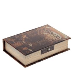 GAEM Шкатулка-книга с кодовым замком, L18 W7 H27 см