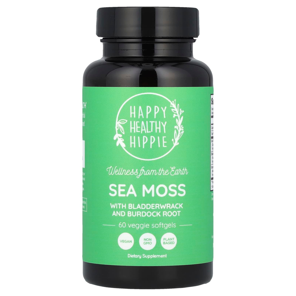 Happy Healthy Hippie, Морской мох с лазуритом и корнем лопуха, 60 растительных капсул