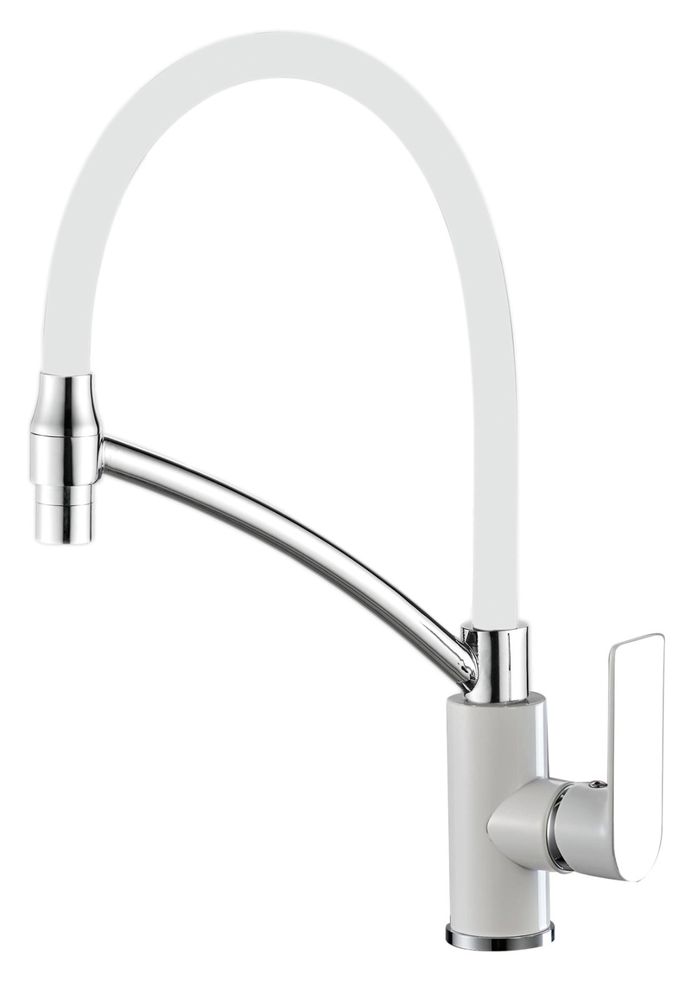 Смеситель для кухни с гибким изливом HAIBA HB72505-8 хром-белый