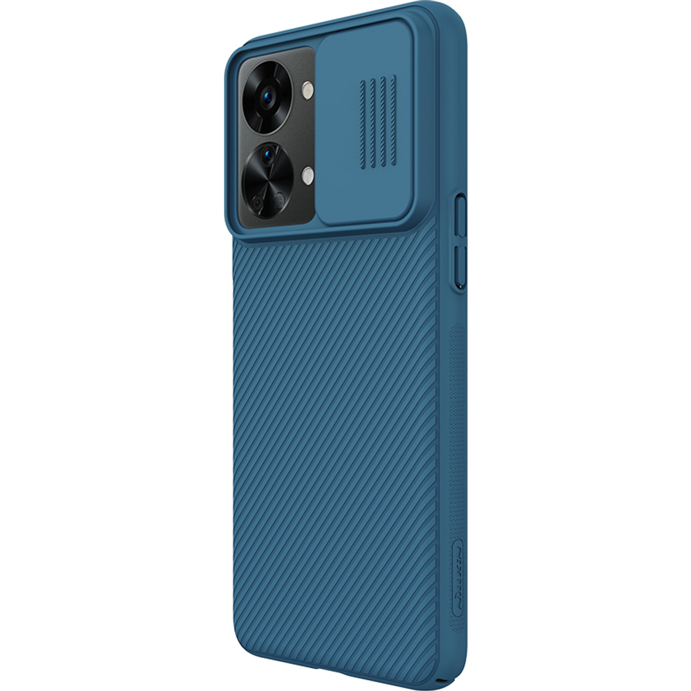 Чехол синего цвета с защитной шторкой для камеры на OnePlus Nord 2T 5G от Nillkin серия CamShield Case