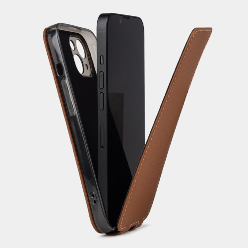 Чехол для iPhone 15 из кожи теленка, цвета карамель