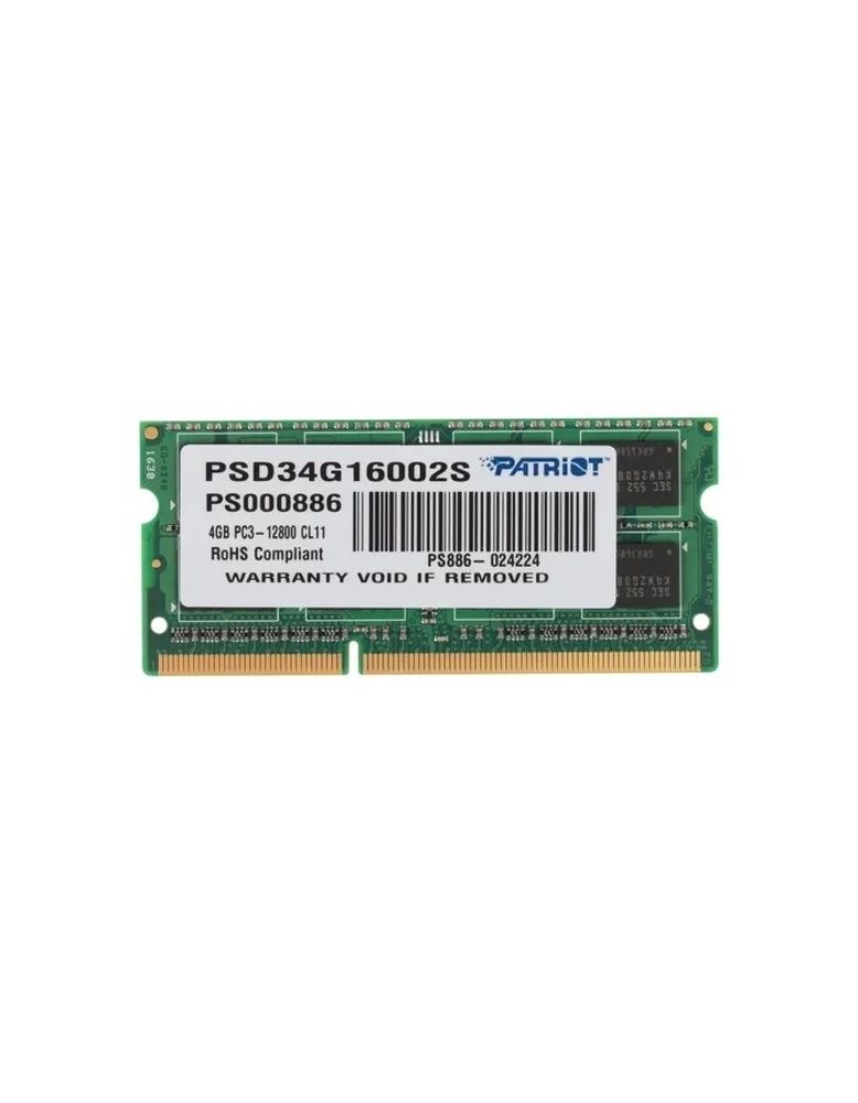 Patriot DDR3 SODIMM 4GB PSD34G16002S (PC3-12800, 1600MHz, 1.5V)