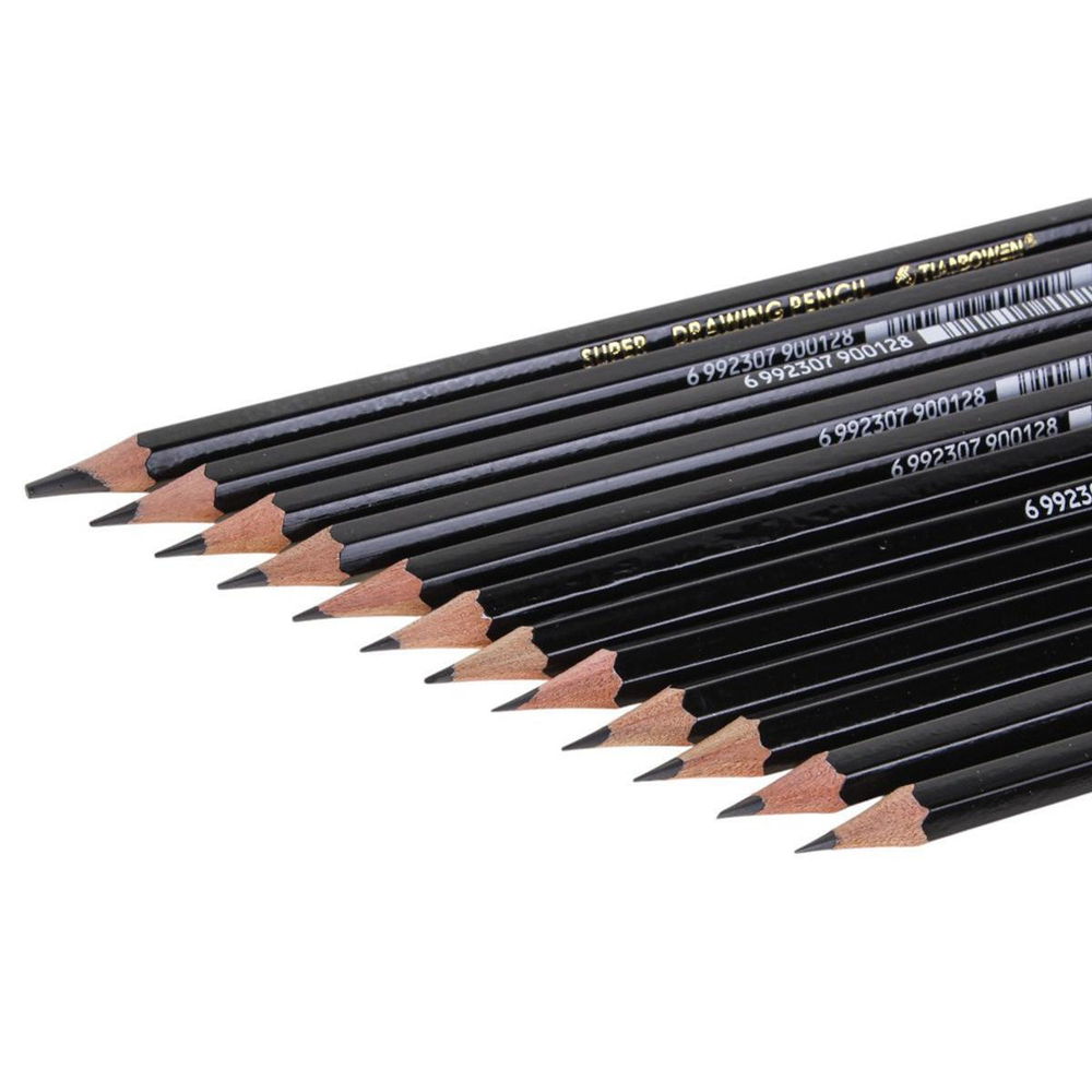 Набор ч/г карандашей разной степени твердости/мягкости, 12 штук