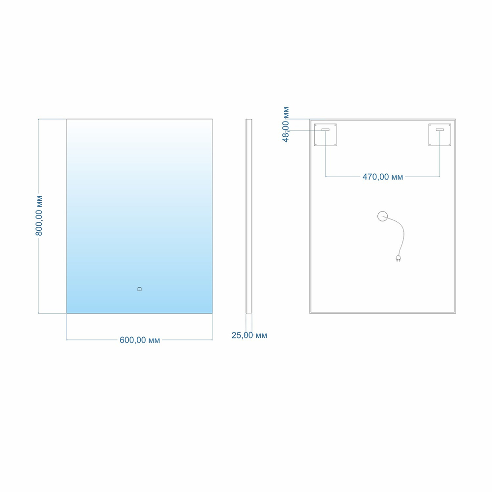 Зеркало MIXLINE "Алмина" 600*800 (ШВ) сенсорный выключатель, светодиодная подсветка