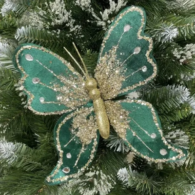Украшение новогоднее «Искристая бабочка» 19*19 см, Изумруд