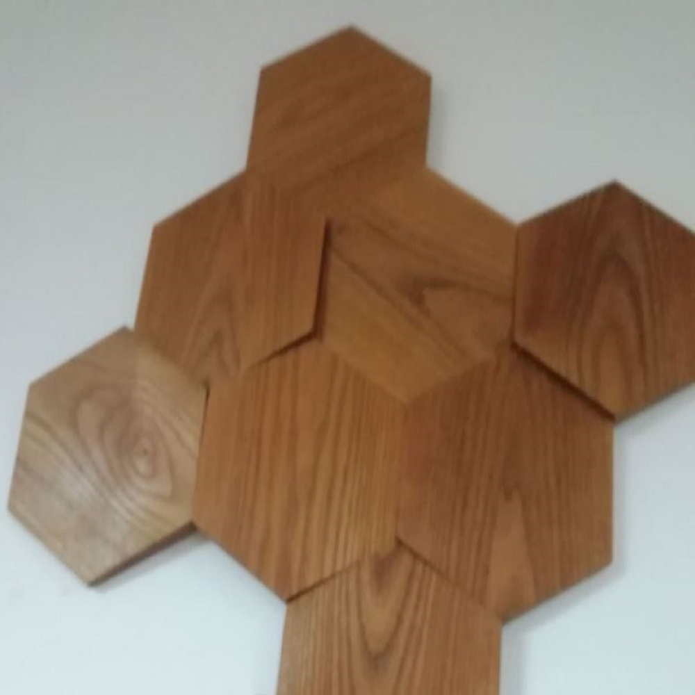 Деревянная мозаика для стен Wood Mosaic 3Д Термоясень Гексагон угол