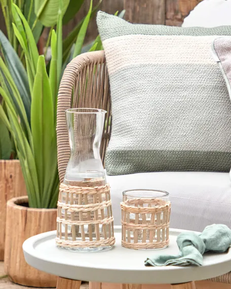 Трехместный уличный диван Catalina, бежевый корд, массив акации