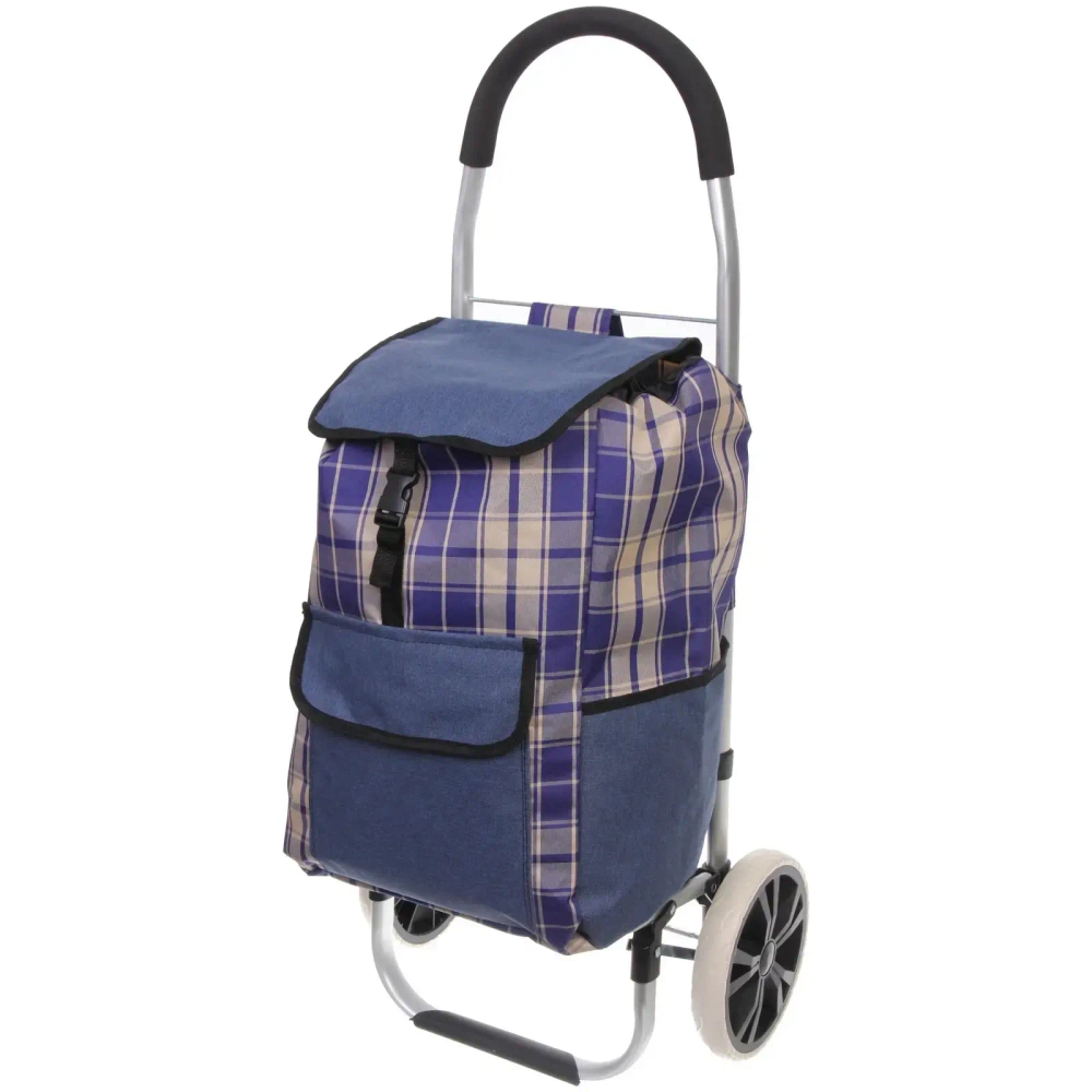 Тележка хозяйственная с сумкой (100*40*35см, колеса 21см,грузоподъемность до50 кг) синяя SYD100B-1