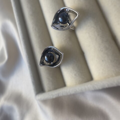 Серьги "Око ночи" с черным жемчугом