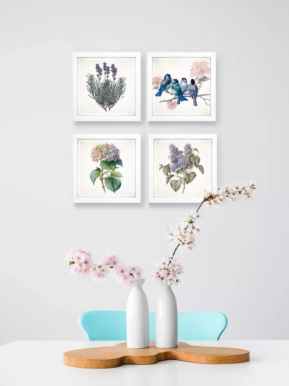 Картины на стену интерьерная на холсте 4 шт, 23*23 см