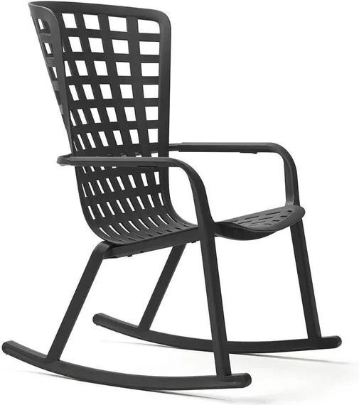 Кресло-качалка Folio черное с бежевой подушкой