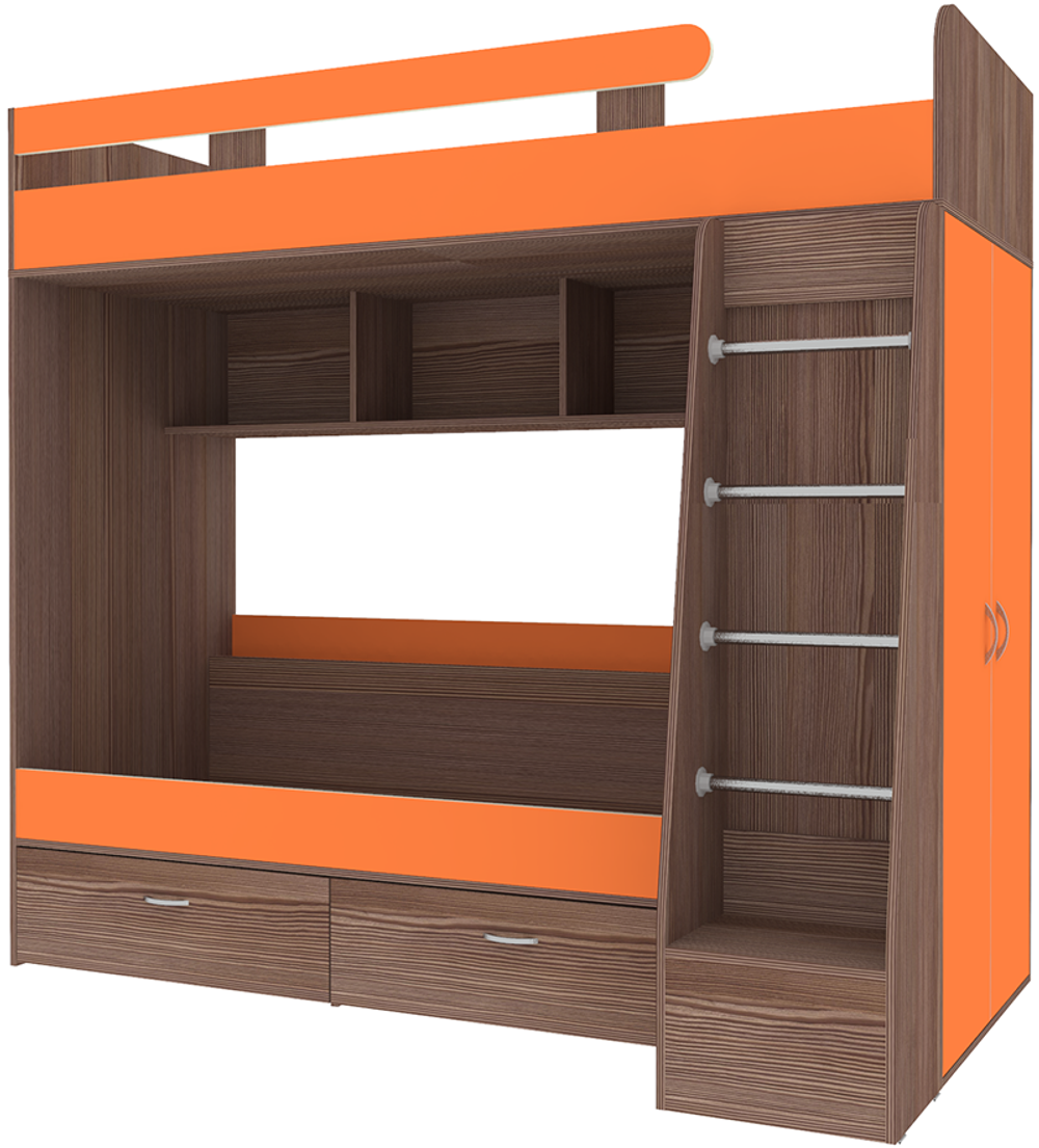Двухъярусная кровать КарИВи Юниор 6 Бодего Темный Оранжевый