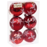 Новогодние шары «Снежный шарм» 6 см (набор 6 шт), Красный