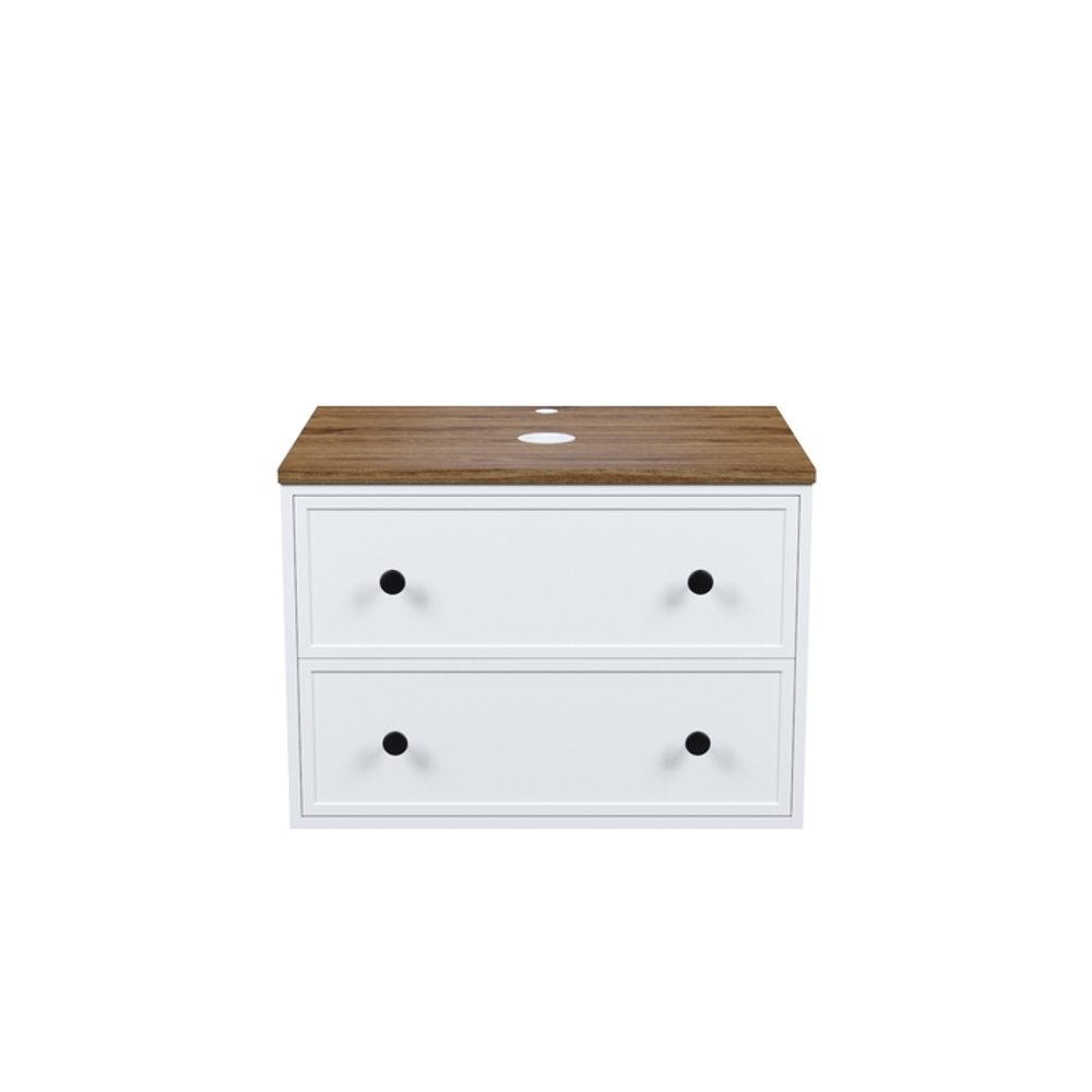 Тумба подвесная IDDIS Torr, со столешницей МДФ, макадамия орех, 70 см, белый матовый, TOR70WMi95K