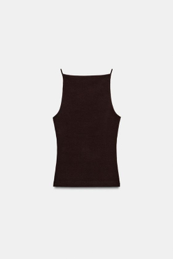 ZARA ТОП НА БРЕТЕЛЯХ, КОРИЧНЕВЫЙ