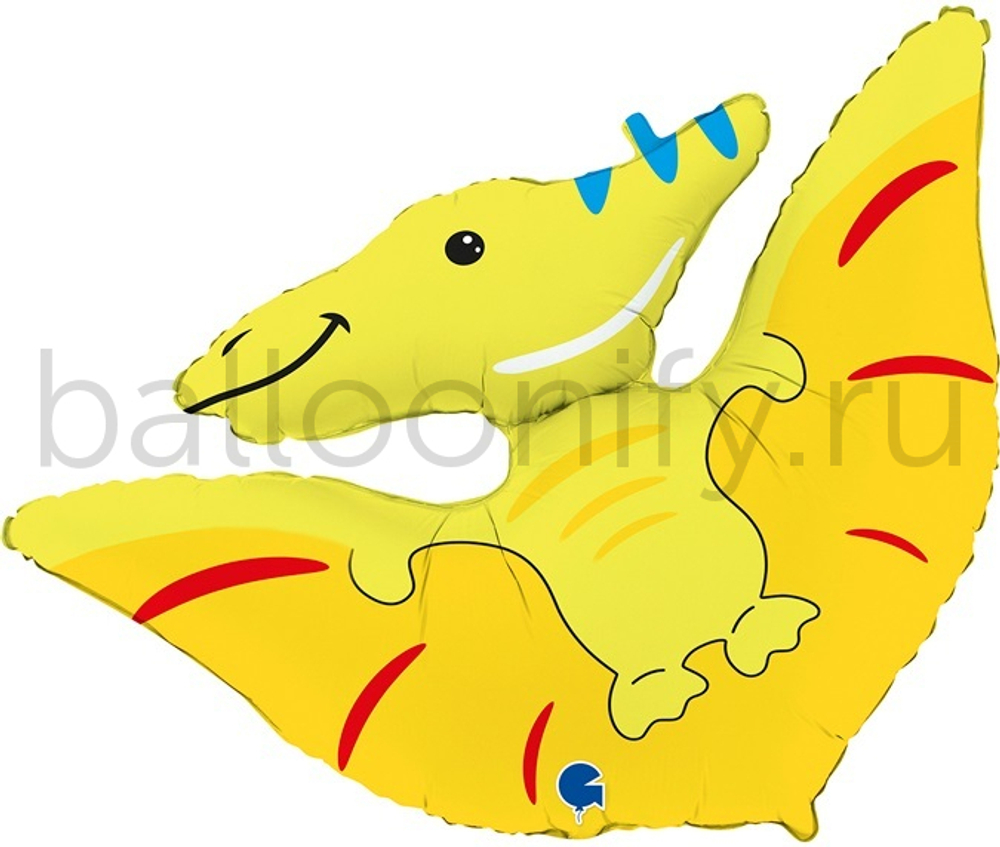 Шар (34''/86 см) Фигура, Динозавр Птеродактиль, Желтый, 1 шт.