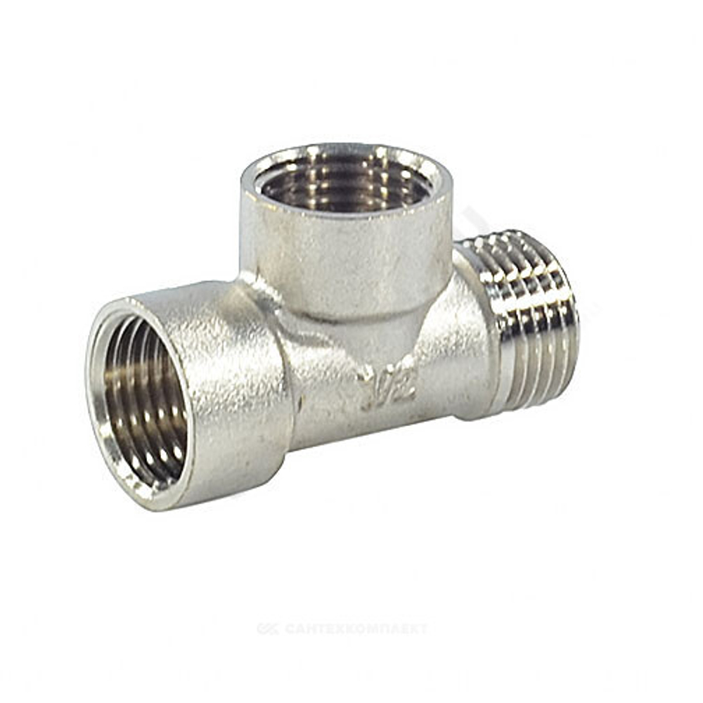 Тройник латунь никель Ду 15 (1/2") ВР/ВР/НР SantechSystems