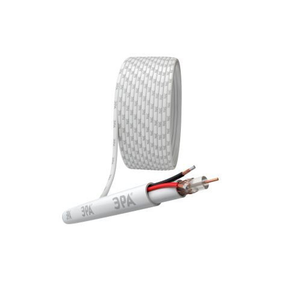 Кабель для аналогового видеонаблюдения KL-0.75-PVC КВК-В-2+2х0.75кв.мм 200м бел. Simple Эра Б0052738