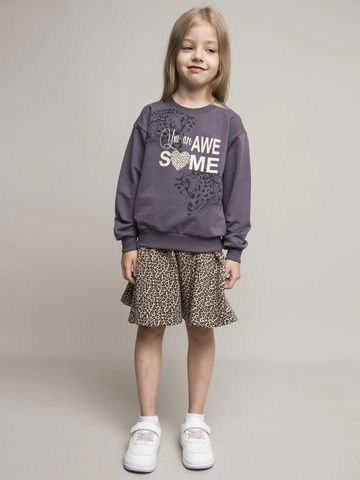 025_ОС25 Свитшот для девочки, графит