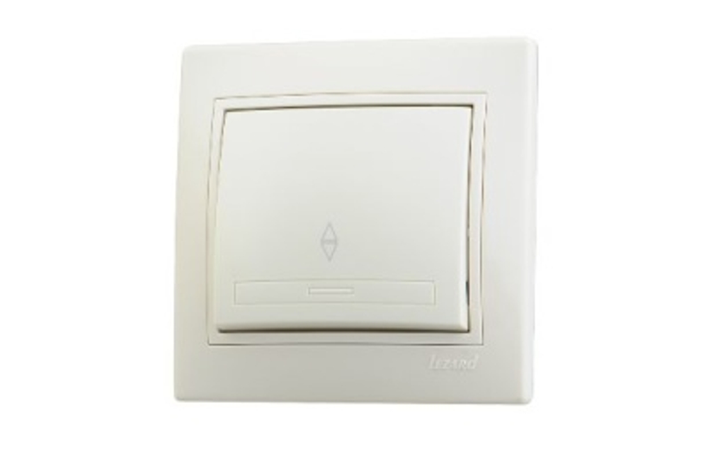 Выключатель 1-кл прох LEZARD Мира кремовый со вставкой