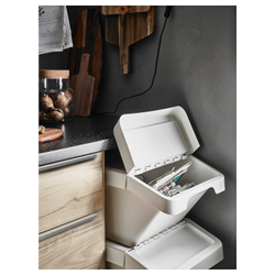IKEA SORTERA  (ИКЕА СОРТЕРА)  -  Корзина для разделения отходов, белая, 37 л