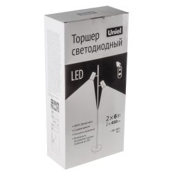 ULM-T600 2х6W-4500K-DIM BLACK Торшер напольный светодиодный. 2х6W. Сенсорный выключатель. Диммер. Черный. ТМ Uniel
