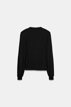 ZARA ФУТБОЛКА СВОБОДНОГО КРОЯ С ПОДПЛЕЧНИКАМИ, ЧЕРНЫЙ