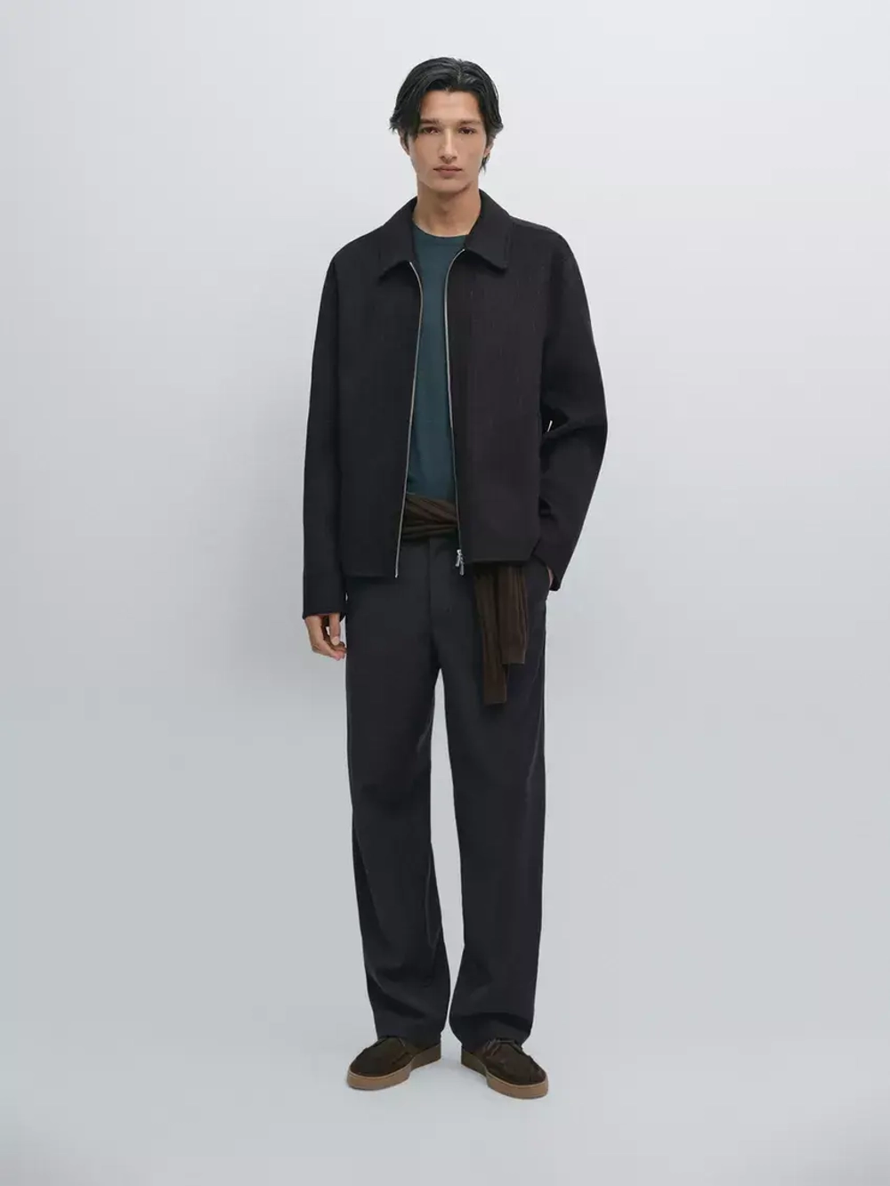 Massimo Dutti Куртка из смесовой шерсти в тонкую полоску, темно-синий