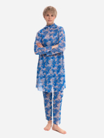 Буркини с капюшоном "Васильки пиксели"