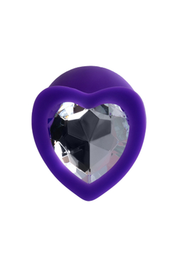 Анальная втулка ToDo Diamond Heart, силикон, фиолетовая, 8 см, Ø 3,3 см