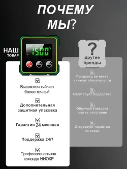 Угломер электронный магнитный IP 54 для заточки ножей, уровень цифровой строительный с магнитным основанием, Перезаряжаемый