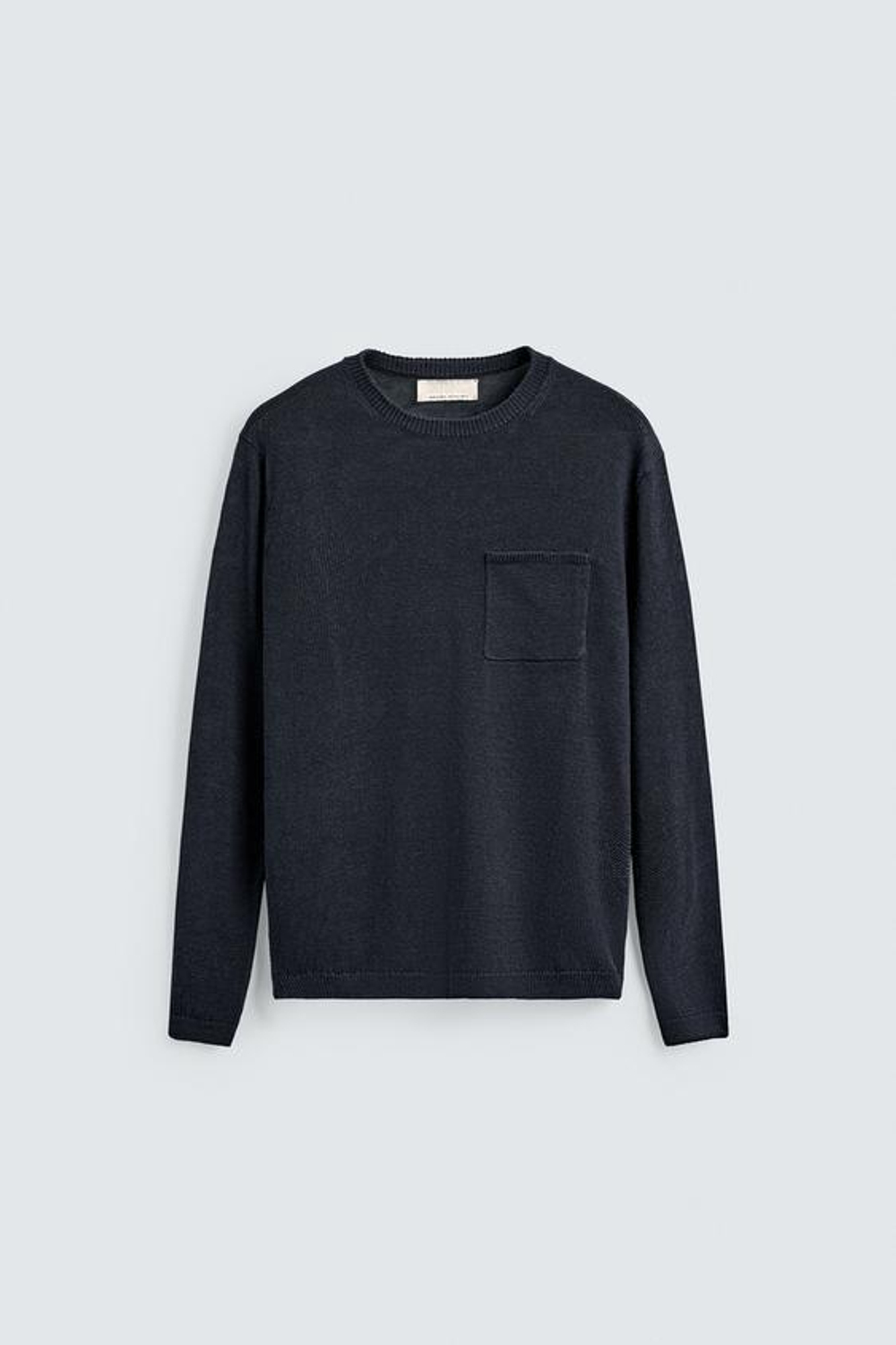 ZARA СВИТЕР КЛАССИЧЕСКОГО КРОЯ ИЗ 100% ЛЬНА, МОРСКОЙ СИНИЙ