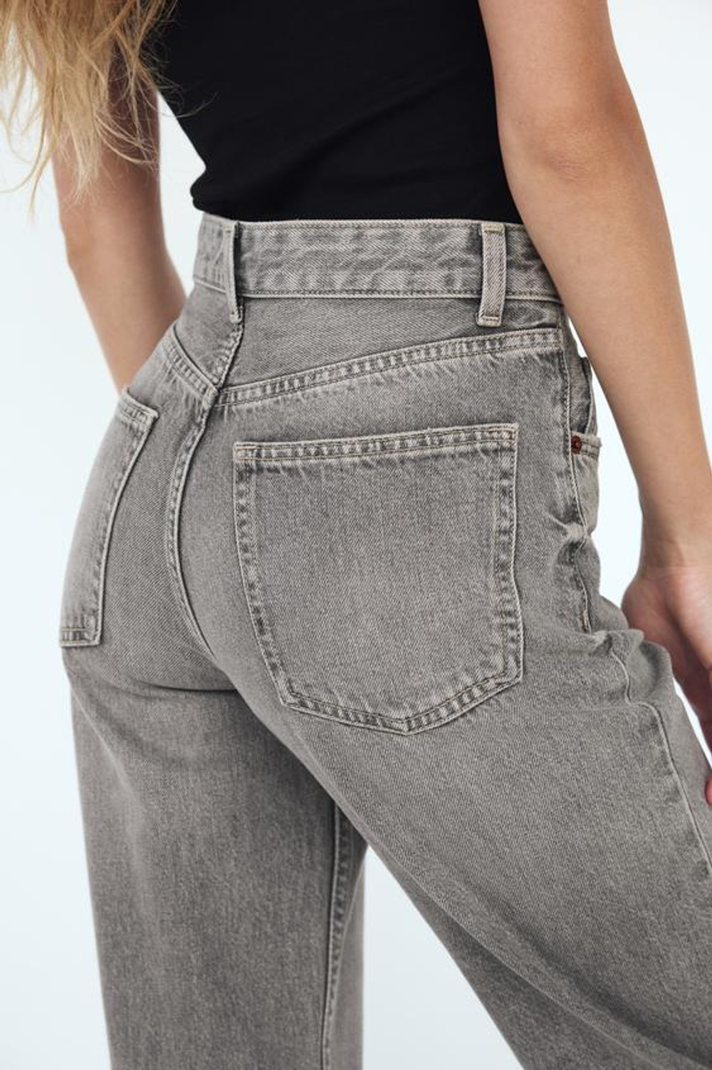 ZARA ДЖИНСЫ TRF WIDE LEG FULL LENGTH С ВЫСОКОЙ ПОСАДКОЙ, СВЕТЛО-СЕРЫЙ