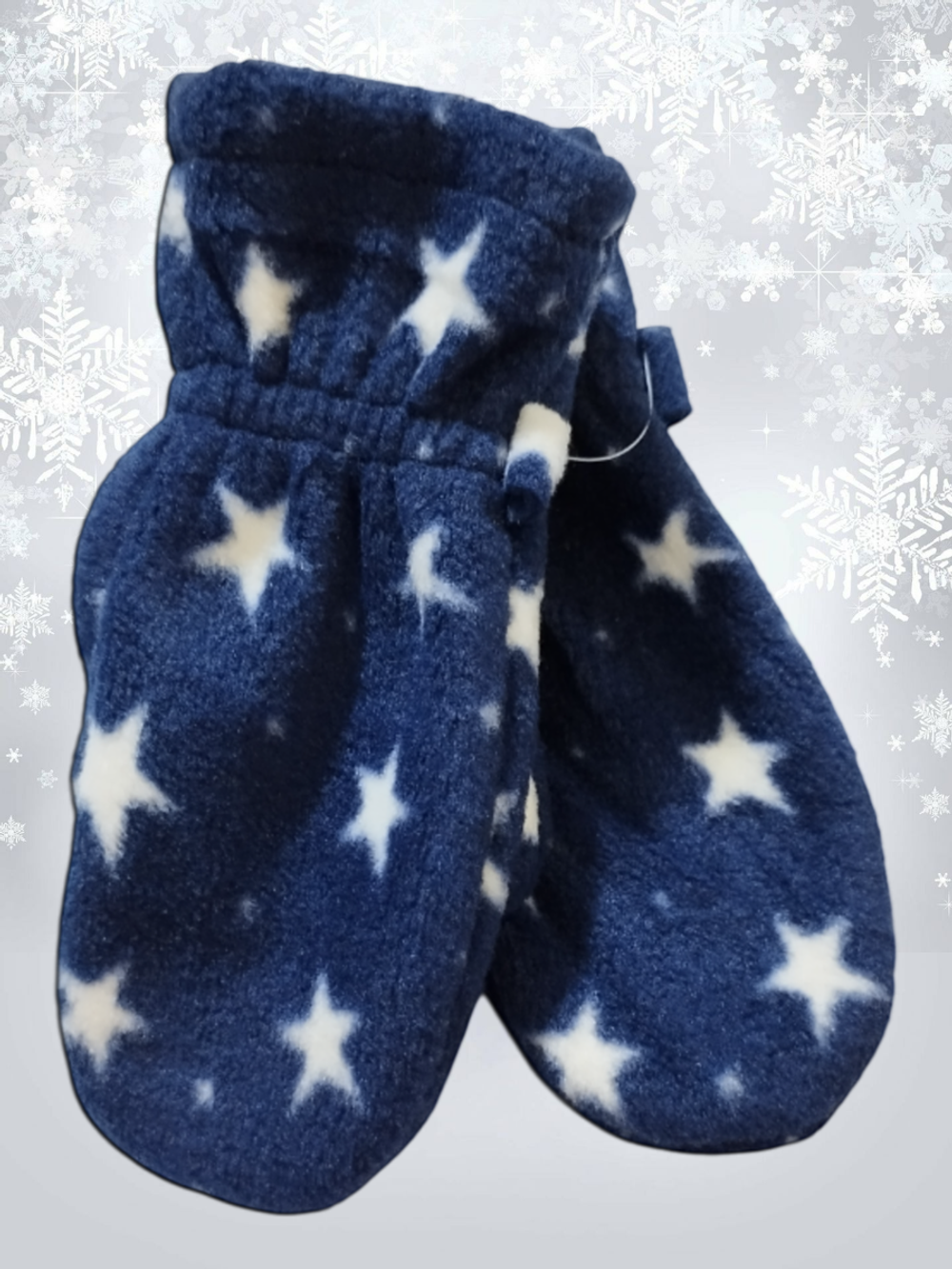 5005 Варежки детские флисовые звезды на синем (12)