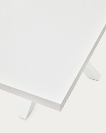Белый лакированный стол Arya со стальными ножками 200x100