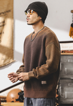 Американский ретро свитер мужской варёный с круглым воротом