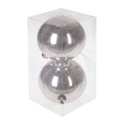 GAEM Набор из 2шт, Украшение новогоднее Шар "Серебряное сияние", D 10 см, L20 W10 H10 см