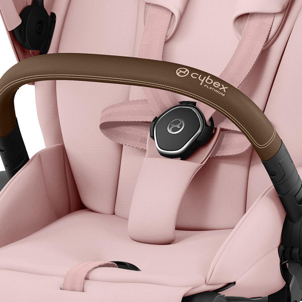 Коляска 3 в 1 Cybex Priam IV Chrome Brown и автокресло Aton B2 i-Size Volcano Black Peach Pink