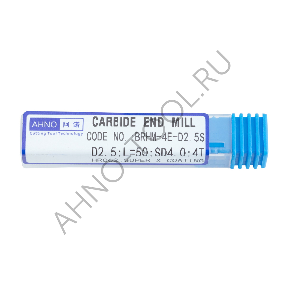Фреза твердосплавная   2.5мм (L=50, l=8, хв=4) Z4 45° по закаленной стали BRHM-4E-D2.5S HRC65 AHNO