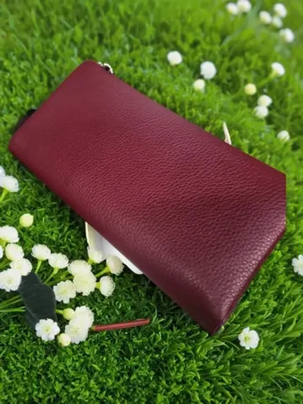 Кошелек большой натуральная кожа портмоне бордовый